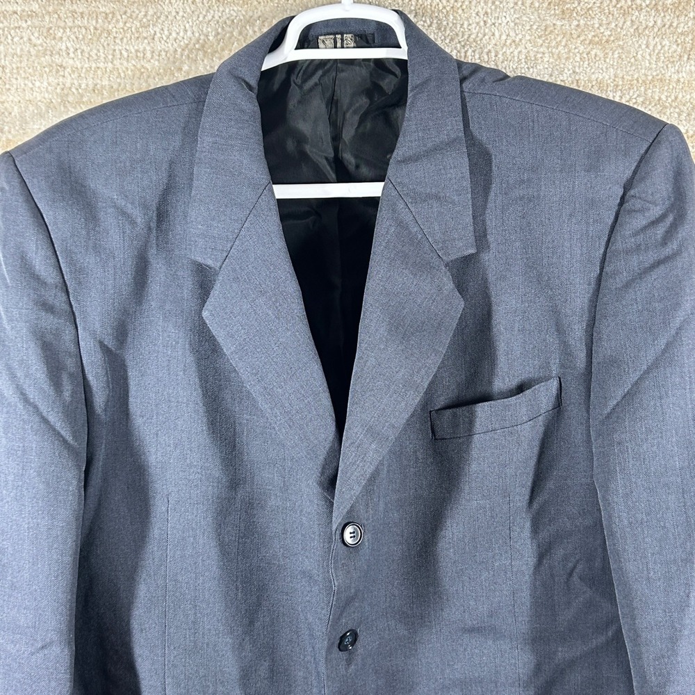 Gino Cappelli Mens Dark Academia 90s Minimalist Blazer Jacket Gray 46R Polyester